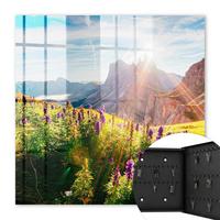 SCHLÜSSELBOX Schwarz 30x30 cm- Türöffnung nach rechts - Bergidylle - Grün, Metall (30/30/5cm) - TULUP