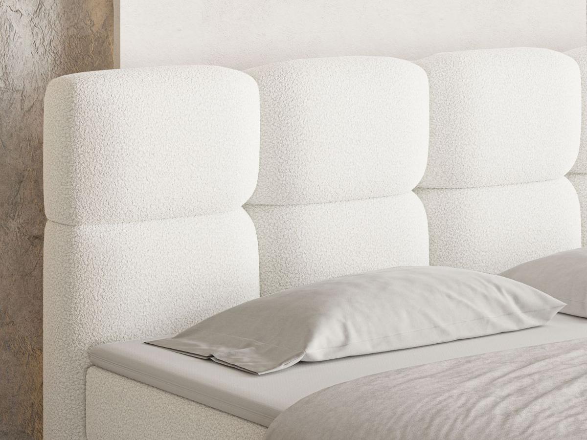 BOXBETT Rivon 160x200 Bouclé-Stoff Creme - Creme, Holz/Textil (160/200cm) - Graingold