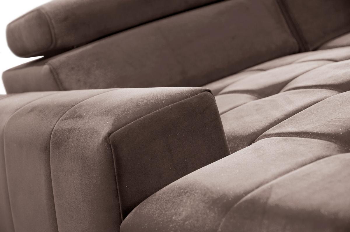 ECKSOFA L Form Arkucio Mini Braun 260/200/95 cm Links mit Schlaffunktion - Schwarz/Braun, Textil/Metall (200/260cm) - AX Living