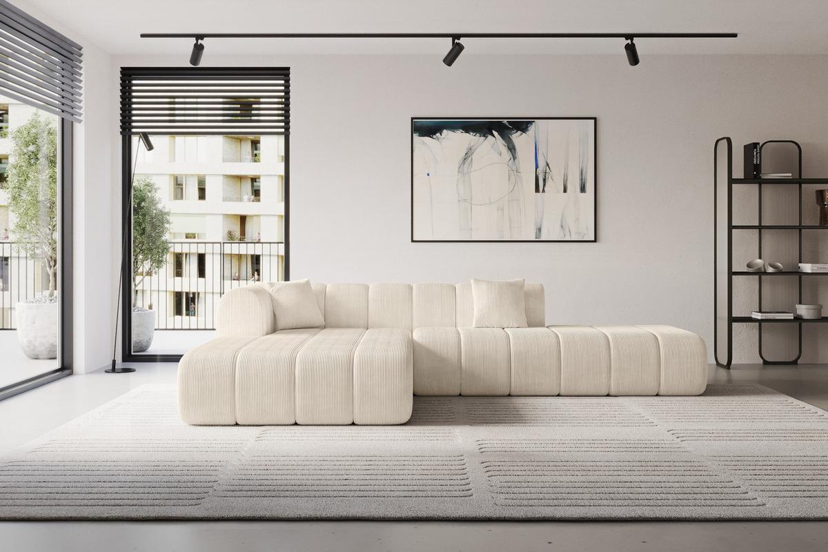 ECKSOFA Ottomane Links BILA-L 289x176x71 Beige Cord - Kaschmir/Beige, Holzwerkstoff/Kunststoff (176/289cm) - ALTDECOR