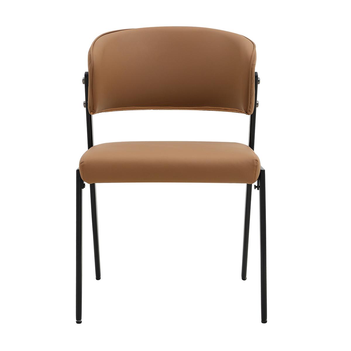 ESSZIMMERSTÜHLE 2er Set Braun Kunstleder Gepolstert Metallgestell - Braun, Leder (51/78/49cm) - Urban Meuble