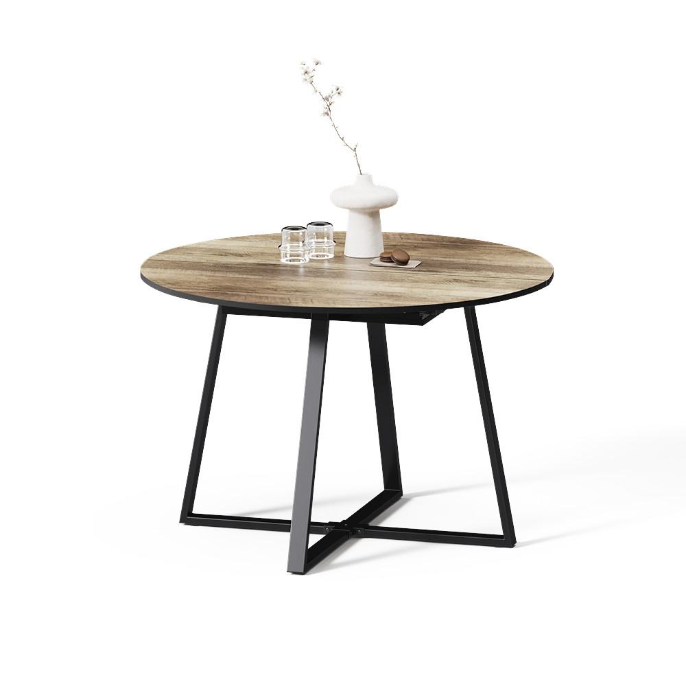 ESSTISCH Firenze Eiche rustikal/Schwarz 120 x 120 cm ausziehbar - Wildeiche/Schwarz, Holzwerkstoff (120/120/75.8cm) - Livinity®