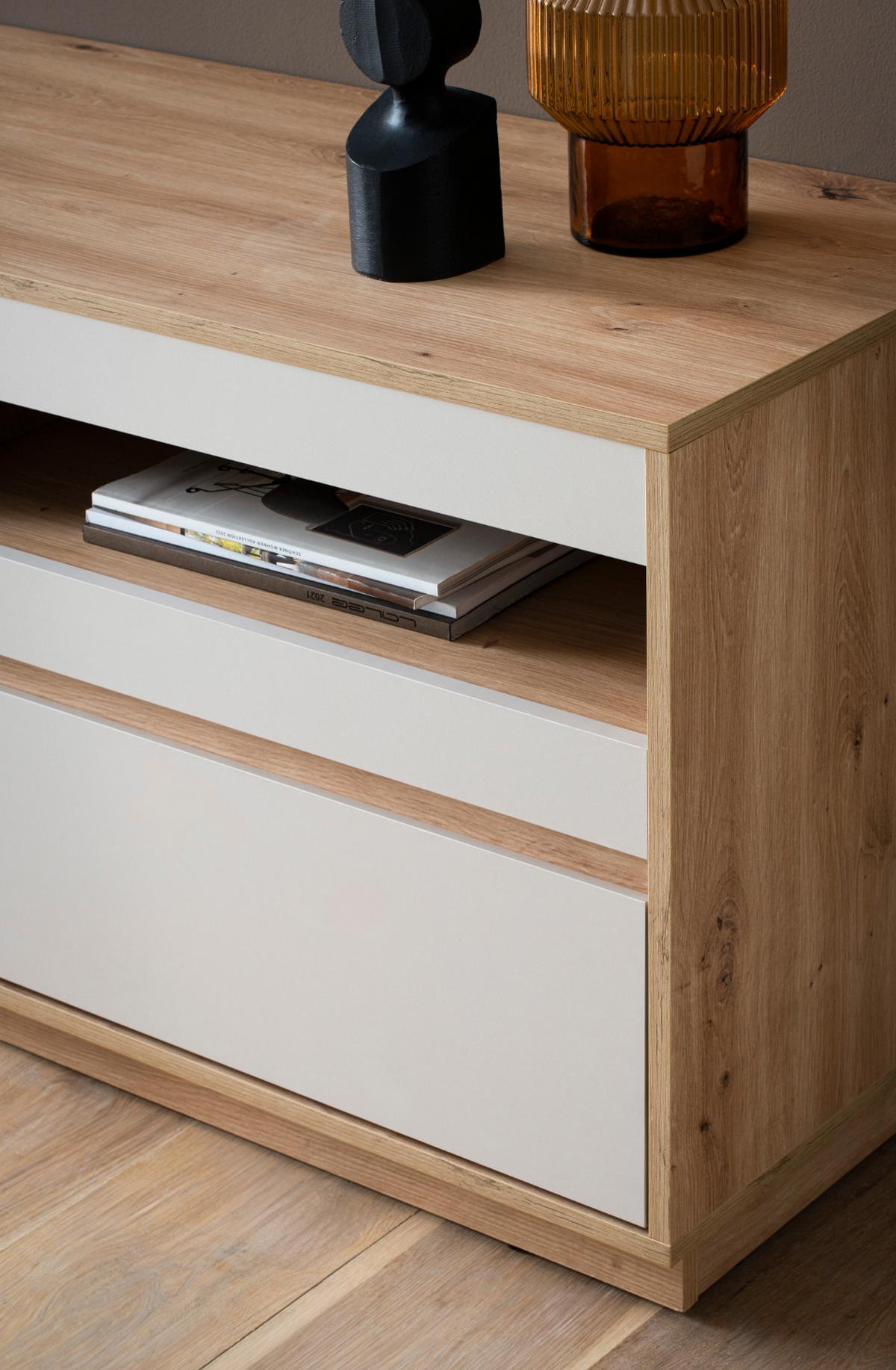TV-LOWBOARD Kaschmir, Eiche Artisan 162 cm, TV Unterteil mit Schubkästen - Kaschmir/Eiche Artisan, Holzwerkstoff/Metall (162/60/45cm) - Furn.Design