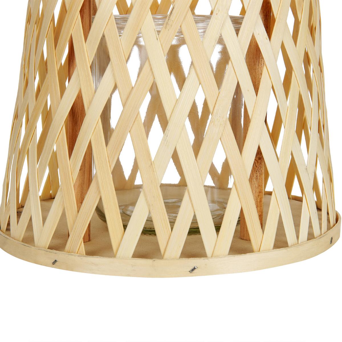 LATERNE Bambus 38 cm Naturfarben Mactan - Beige/Naturfarben, Holz (26/38/14cm) - Beliani