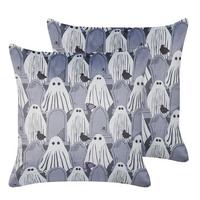 DEKOKISSEN 2er-Set Grau 45/45 cm Fanate - Grau, Textil (45/45cm) - Beliani