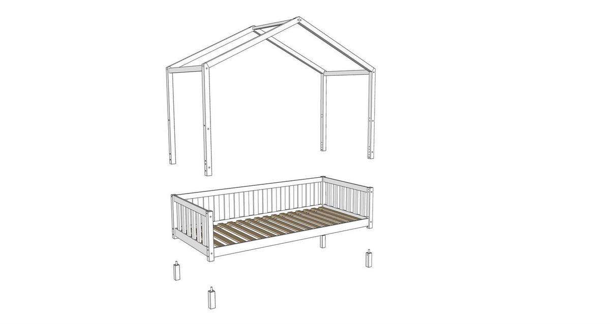 HAUSBETT Kapua 90x200 auch als Bodenbett Kiefer Massivholz Natur - Kieferfarben, Holz (90/200cm) - 58aufmkessel