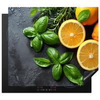 HERDABDECKPLATTE Obst - Grau - Konkret - Orange - Pflanzen Abdeckung Ceranfeld 57.6x51.6 cm - Anthrazit, Kunststoff (57.6/51.6/0.2cm) - MuchoWow
