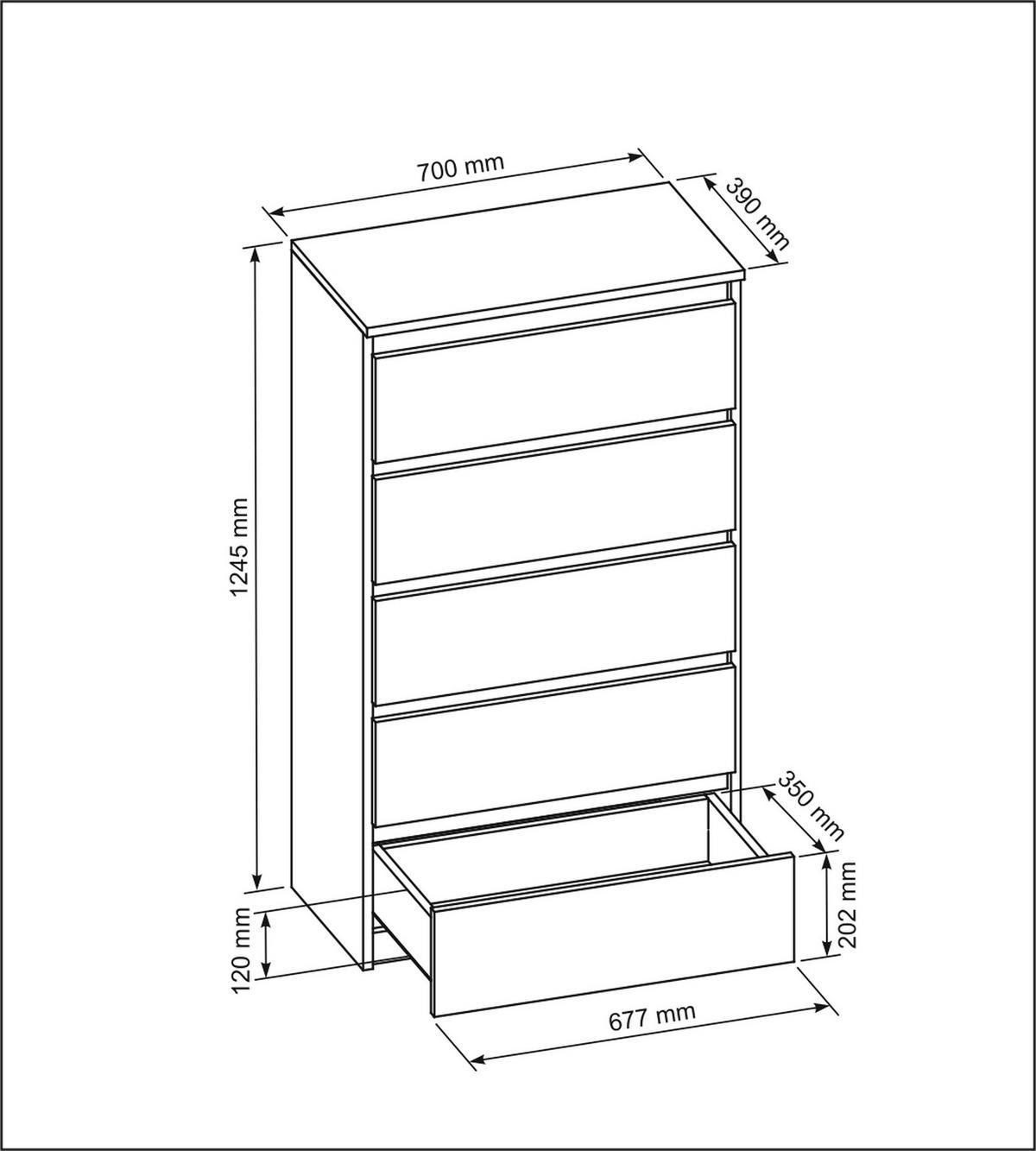KOMMODE Schwarz 70/125/39 - Schwarz, Holzwerkstoff (70/125/39cm) - RAUMHIRSCH FURNITURE