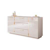 SIDEBOARD mit Schubladen ONYX Kaschmir Hochglanz - Kaschmir/Goldfarben, Holzwerkstoff (158/81/41.3cm) - Lookway