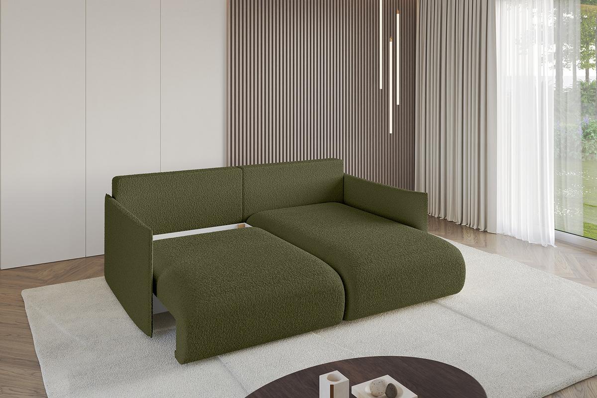 ECKSOFA Ottomane rechts ONESK-L 216x177x72 Grün Bouclé - Olivgrün/Grün, Holzwerkstoff/Kunststoff (177/216cm) - ALTDECOR
