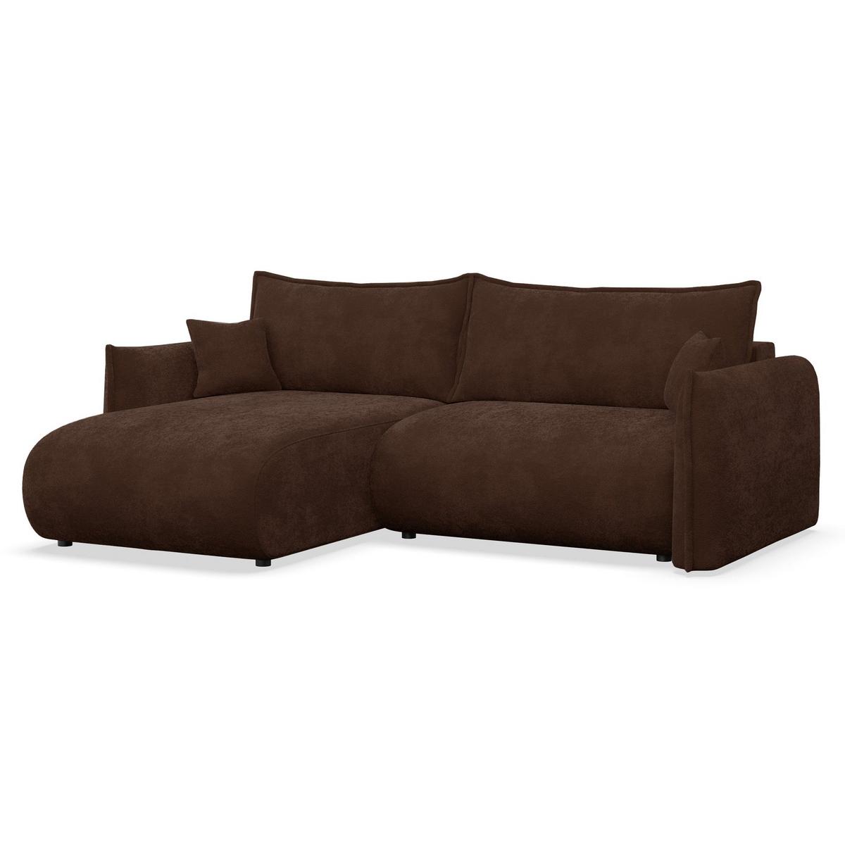ECKSOFA Cushi Braun-Chenille - Schwarz/Braun, Kunststoff/Textil (252/183cm) - Selsey