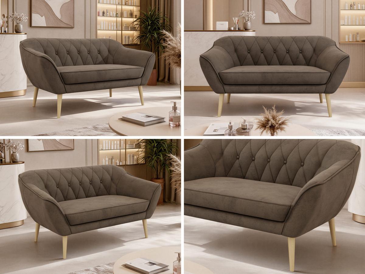 2-SITZER-SOFA PIRS - Braun Velvet - Holzbeine - Dunkelbraun/Buchefarben, Holzwerkstoff/Textil (140/75/74cm) - MKS