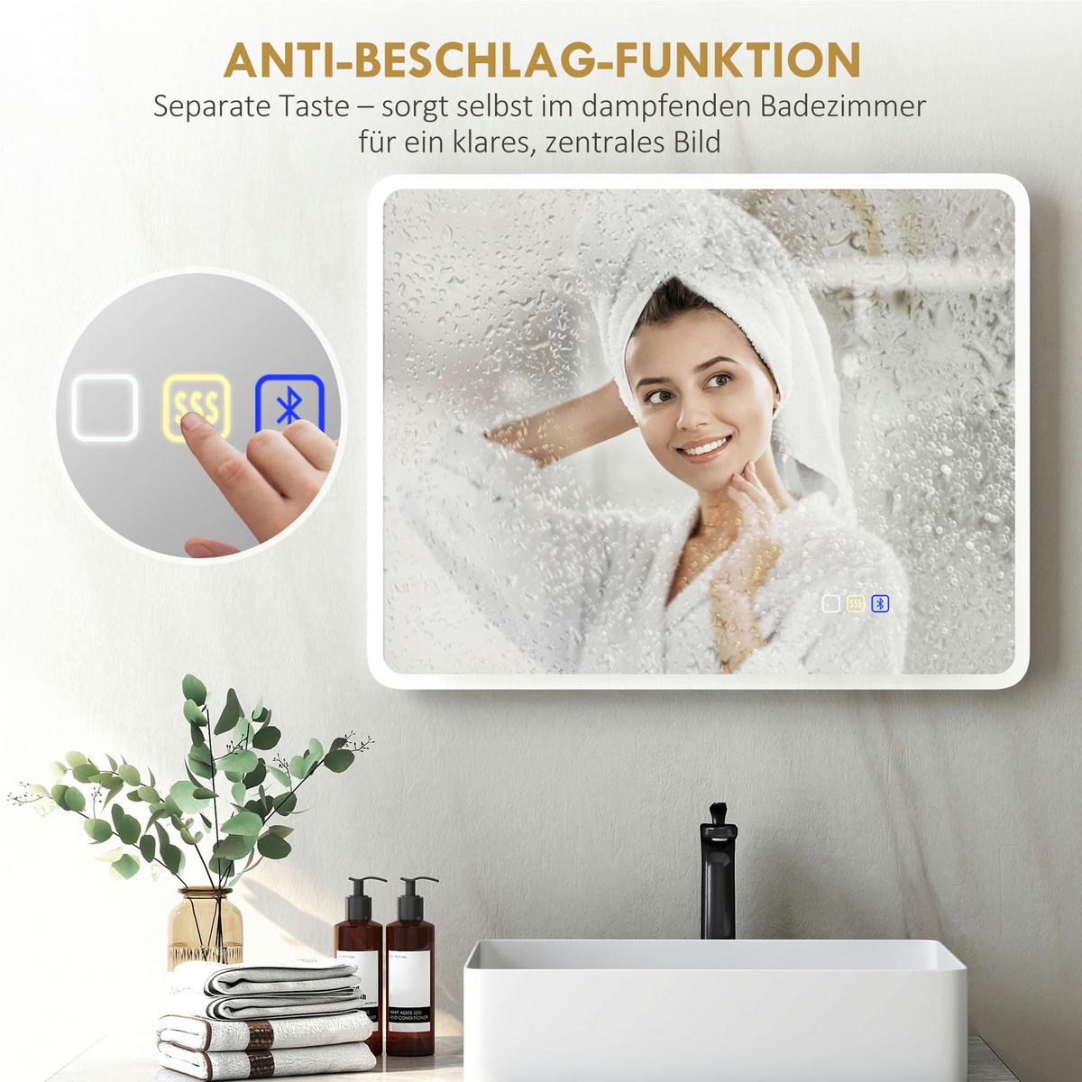BADSPIEGEL Gehärtetes Glas Silber - Silberfarben, Glas (3.5/70/90cm) - HOMCOM