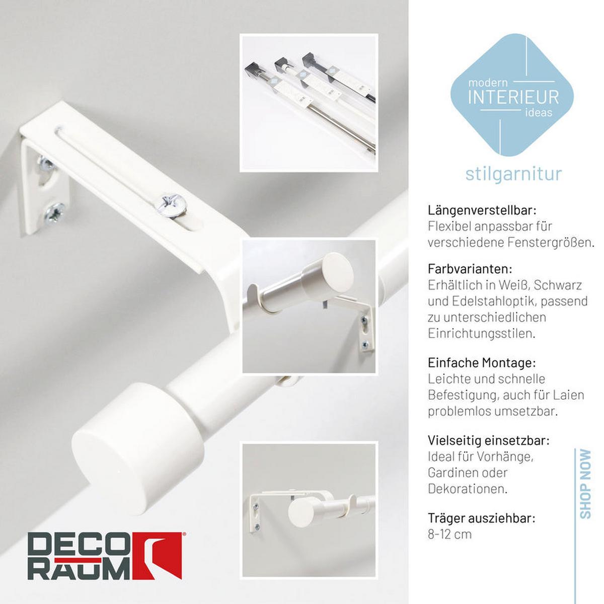 GARDINENSTANGE ausziehbar 120-210cm 1-Lauf Flexa - Weiß, Metall (120cm) - Deco-Raum