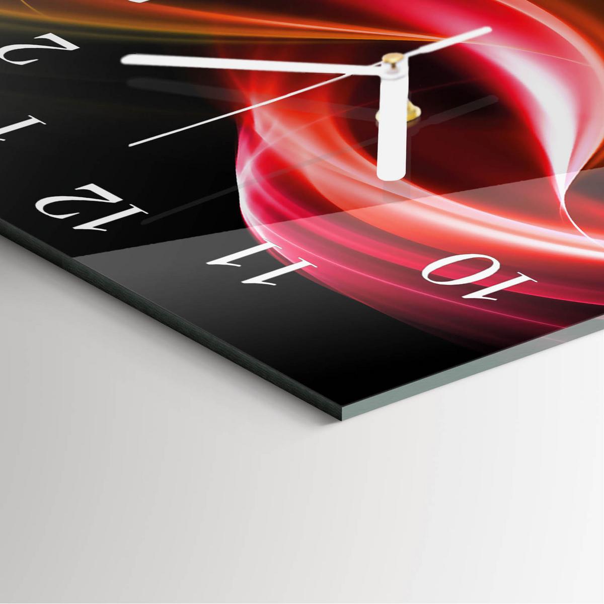 WANDUHR aus Glas 30x30 cm - Abstrakte Linien - Rot, Glas (30/30/0.4cm) - TULUP