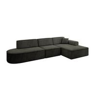 ECKSOFA Ottomane Rechts IREA-L2-v3 - 327x165x77 cm Schwarz - Schwarz, Holzwerkstoff/Textil (327/165cm) - ALTDECOR