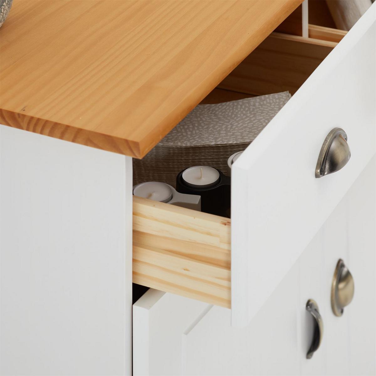 APOTHEKERKOMMODE COLMAR weiß/braun - Weiß/Braun, Holz (91/79/39cm) - IDIMEX