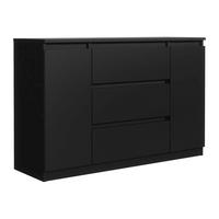 KOMMODE NUDO 138,5/78,2/39cm mit 3 Schubladen 2 Türen Schwarz - Schwarz, Holzwerkstoff (138.5/78.2/39cm) - MASSENO