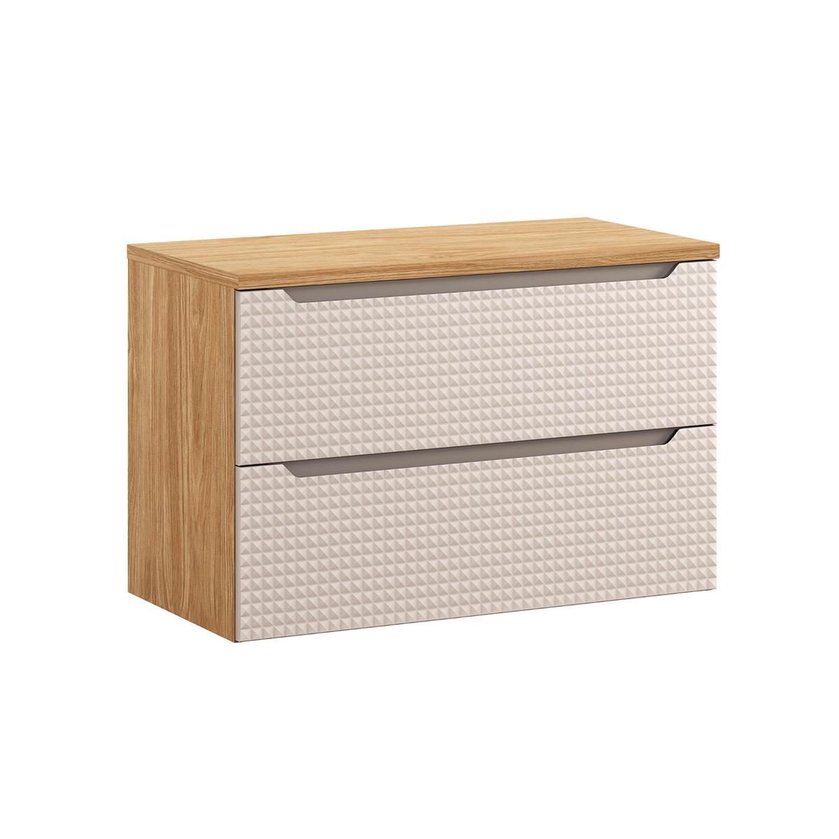 WASCHTISCHUNTERSCHRANK 90cm Mallory Beige und Holz - Braun, Holzwerkstoff (90/59.5/46cm) - Petits-meubles