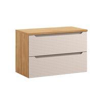 WASCHTISCHUNTERSCHRANK 90cm Mallory Beige und Holz - Braun, Holzwerkstoff (90/59.5/46cm) - Petits-meubles