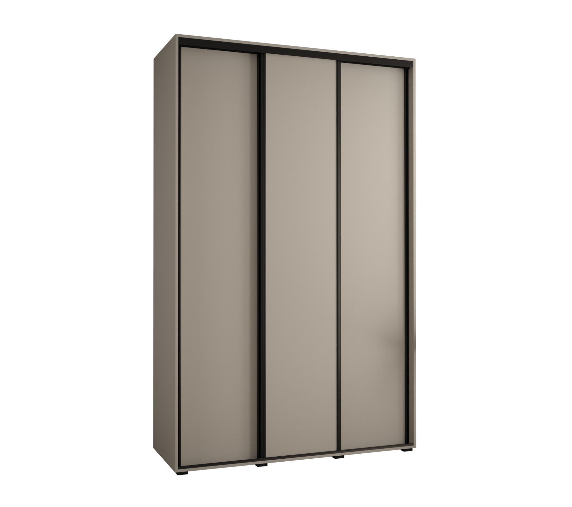 SCHWEBETÜRENSCHRANK 235,2/150/60 3-türig - Kaschmir/Schwarz, Holz/Metall (150/235.2/60cm) - MÖBEL KRYSPOL