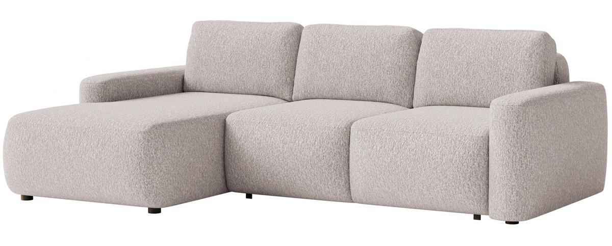 ECKSOFA Carnos Mini Beige Chenille - Beige/Schwarz, Kunststoff/Textil (238/164cm) - Selsey