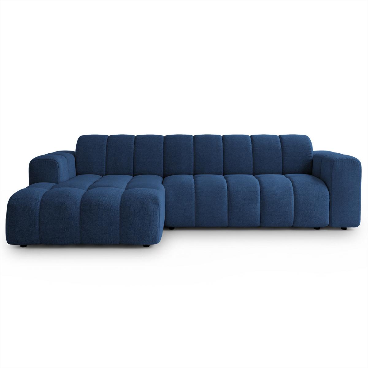ECKSOFA SETIA Blau Strukturstoff mit Schlaffunktion - Blau, Holz (304/165cm) - MASSENO