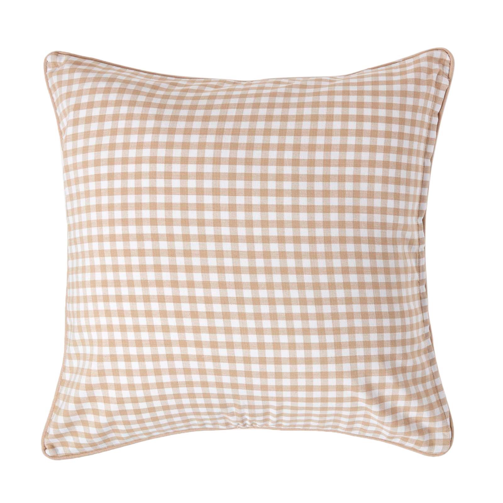 KISSENHÜLLE Vichy-Karo 60/60 cm, 100% Baumwolle - Beige, Textil (60/60cm) - Homescapes