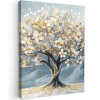 LEINWANDBILD Baum - Winter - Baum des Lebens - Modern - Gold Room Decor 30x40 cm - Goldfarben, Textil (30/40cm) - MuchoWow