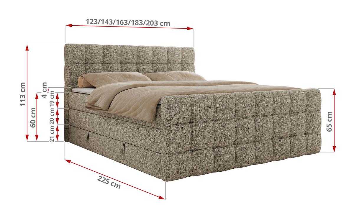BOXSPRINGBETT ALTIVO KING DUO 200/200 - Dunkelbeige Strukture - H3 - Taupe, Textil (200/200cm) - MKS