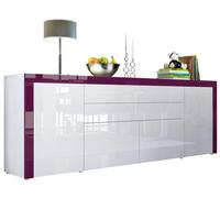 SIDEBOARD La Paz Weiß Hochglanz / Brombeer Hochglanz - Rot, Holzwerkstoff (200/72/35cm) - Vladon
