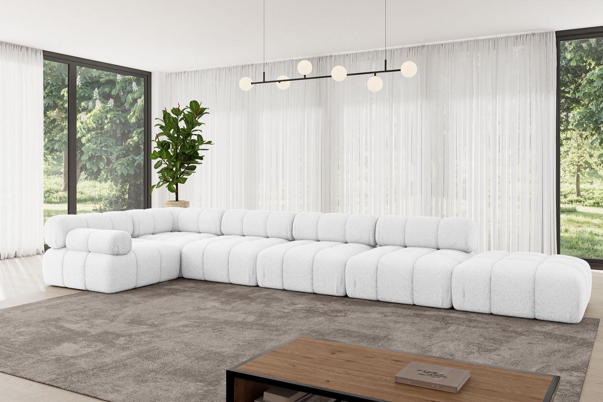 ECKSOFA modulares Sofa Felto-L3 - 475x190x70 cm Weiß Bouclé - Weiß, Holzwerkstoff/Textil (475/190cm) - ALTDECOR