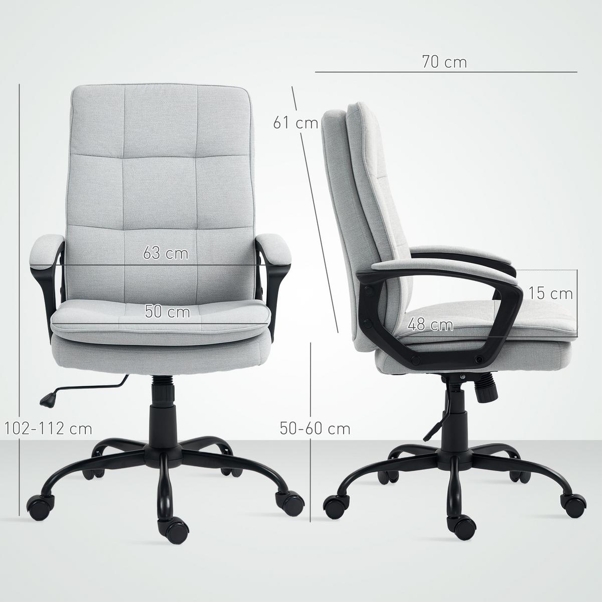 BÜROSTUHL Ergonomischer Schreibtischstuhl mit Wippfunktion Höhenverstellbar Grau - Grau, Textil (63/112/70cm) - HOMCOM