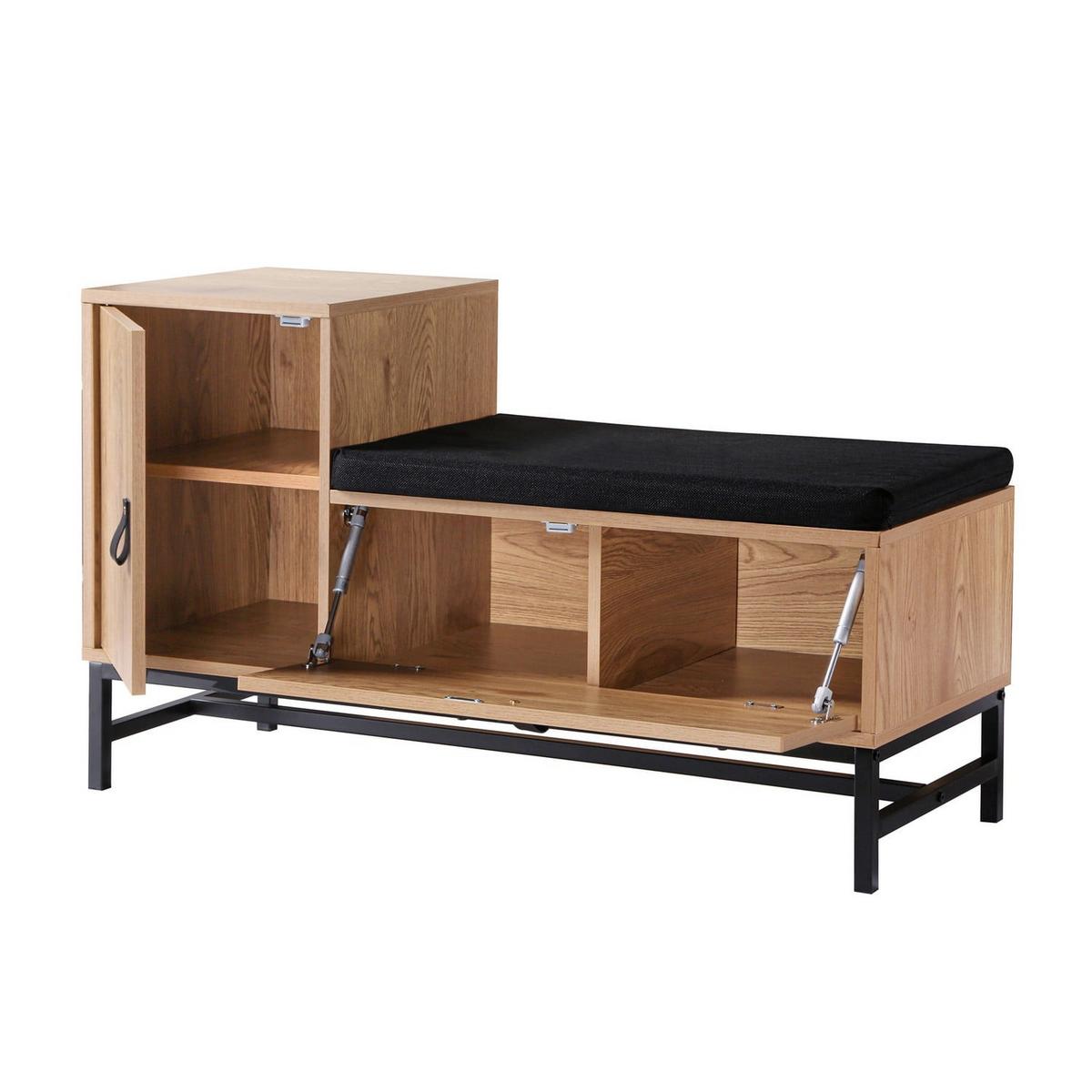 SCHUHBANK mit 2 Aufbewahrungsfächern jill 101/38/59 cm - Eschefarben, Holzwerkstoff (101/59/44cm) - Calicosy