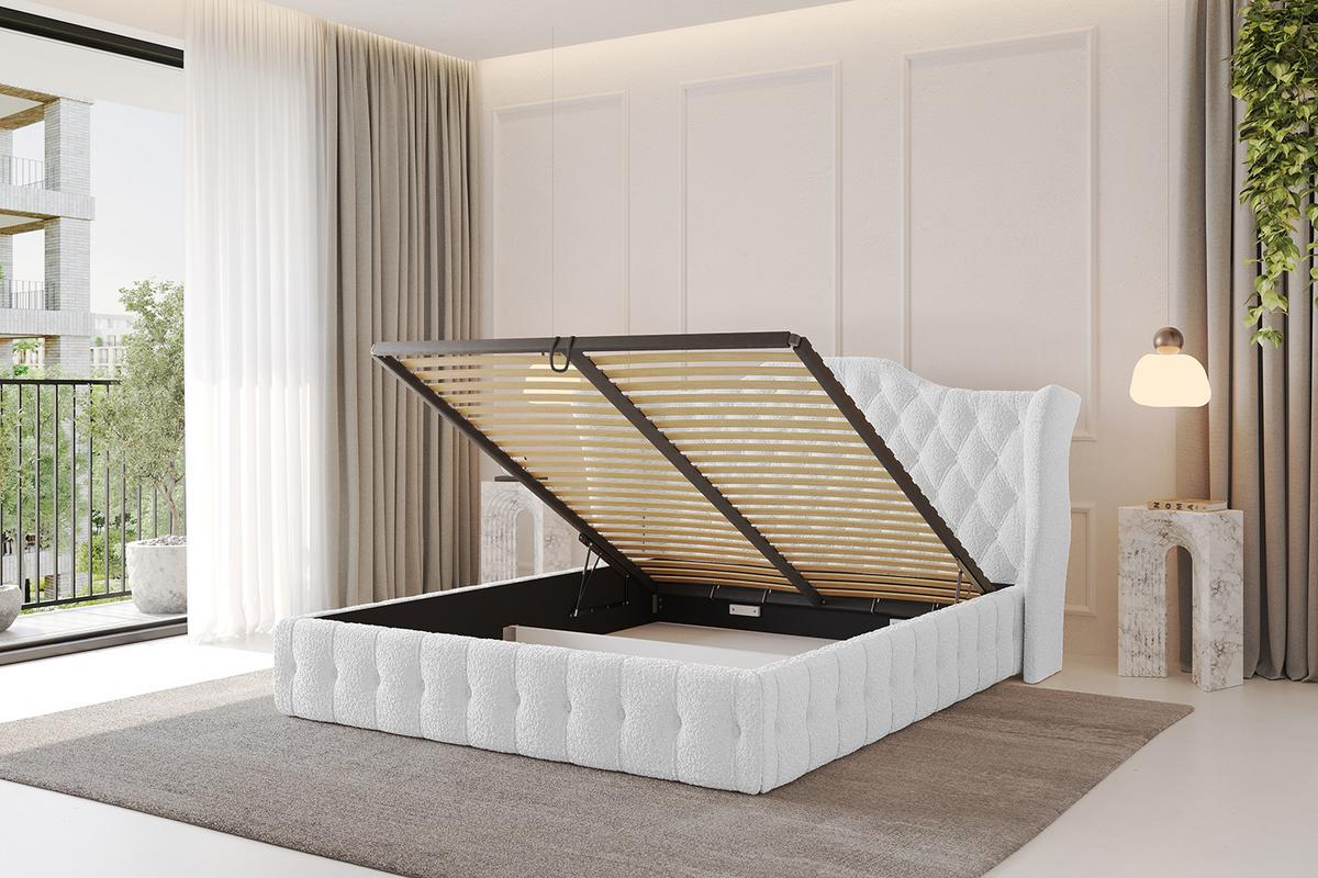 POLSTERBETT mit Bettkasten und Lattenrost, Boxbett ohne Matratze - MODY 120x200 Weiß - Weiß, Holzwerkstoff/Textil (120/200cm) - ALTDECOR