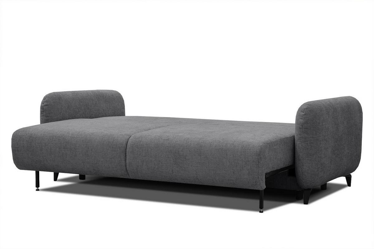 SOFA DRAKE 3-Sitzer mit Schlaffunktion, dunkelgrau - Dunkelgrau/Braun, Holz/Textil (232/90/107cm) - Wozimo