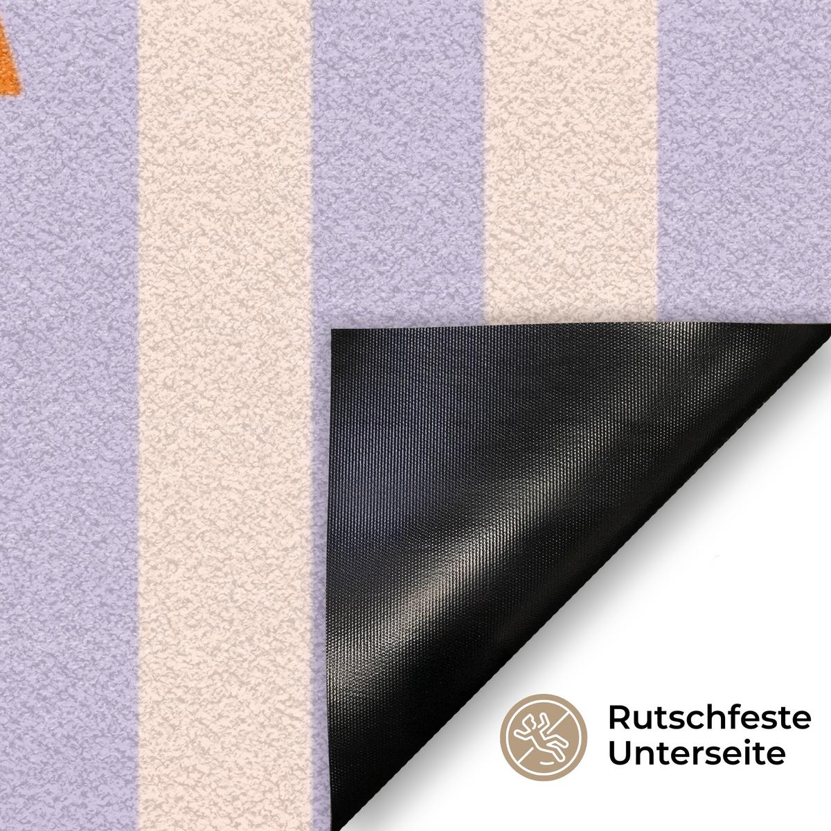 FUSSMATTE Lila – Orange – Streifen – Okay 60x40 cm - Flieder, Kunststoff (60/0.4cm) - MuchoWow