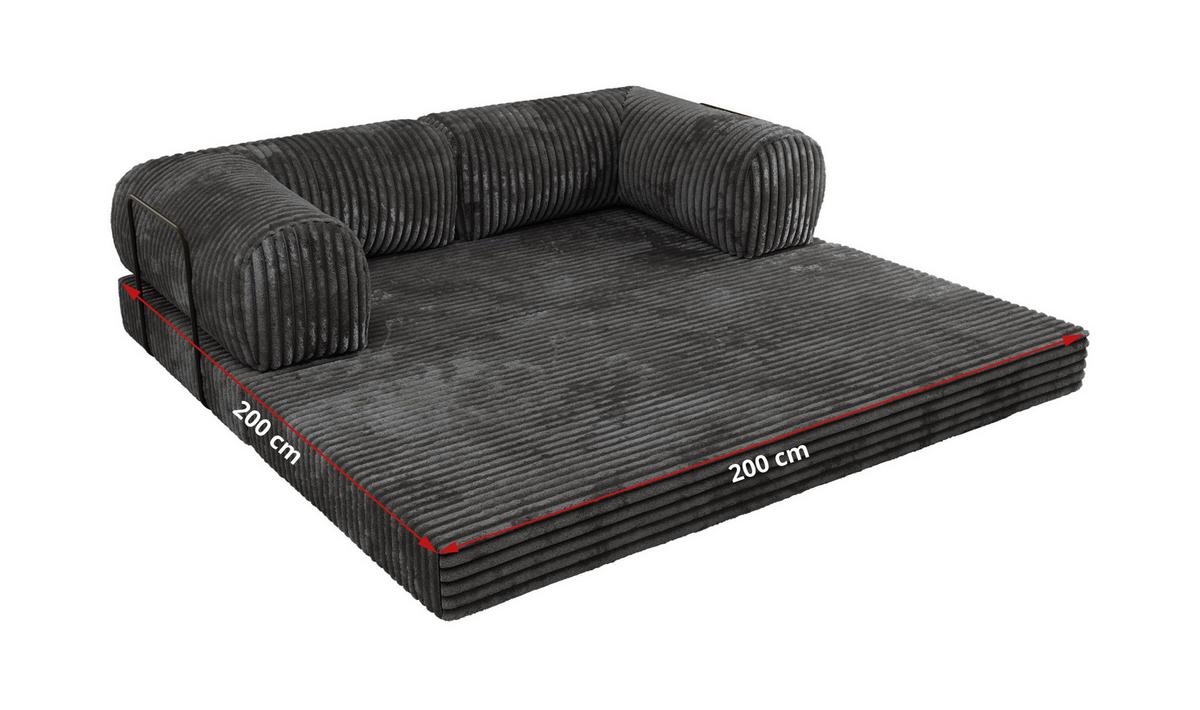 3-SITZER SOFA ORSETTO - Grau Cord - Schwarz/Grau, Textil/Metall (200/70/100cm) - MKS