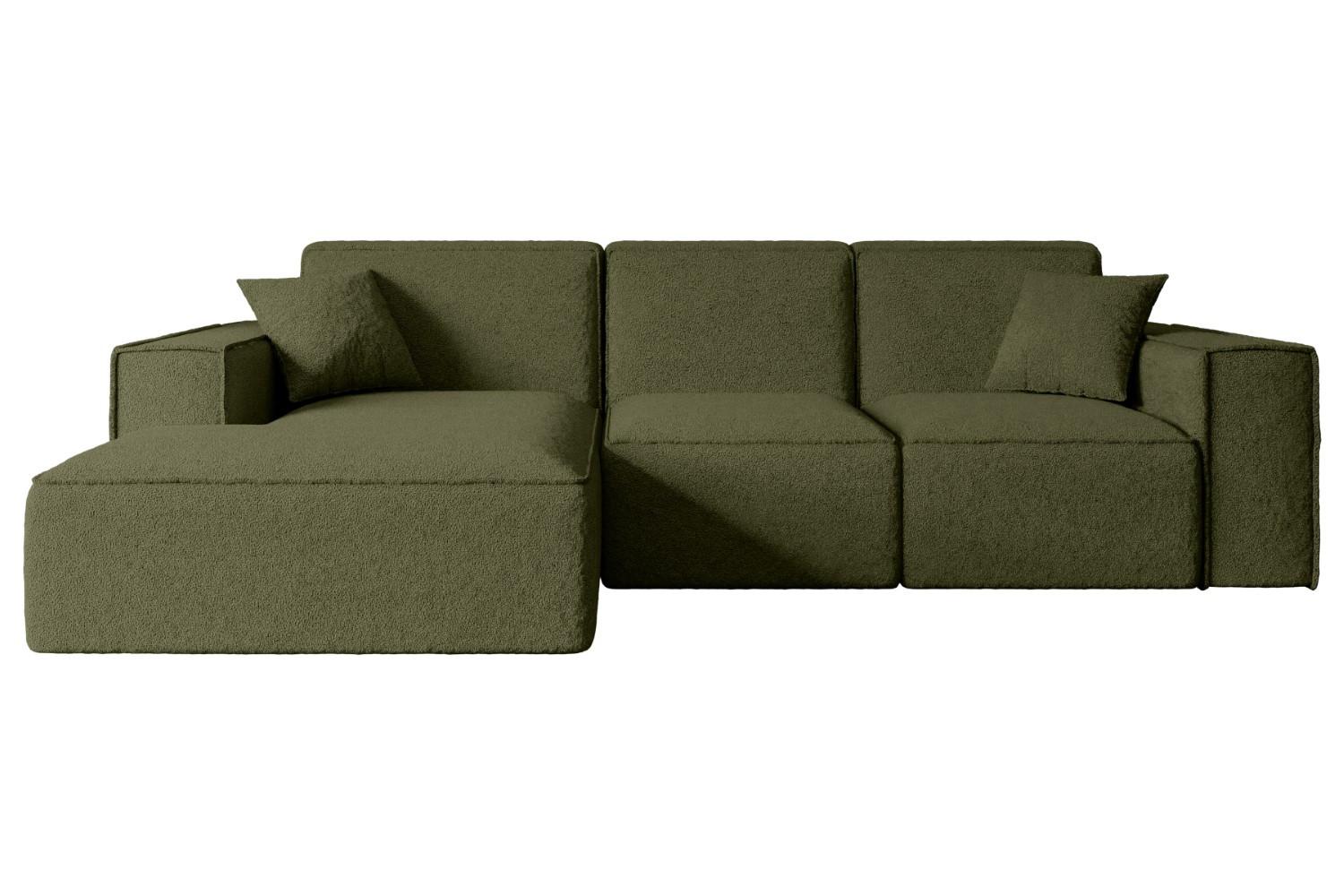 ECKSOFA Ottomane Links SERRA-L - 266x169x80 cm Grün Bouclé - Schwarz/Grün, Holzwerkstoff/Kunststoff (165/266cm) - ALTDECOR