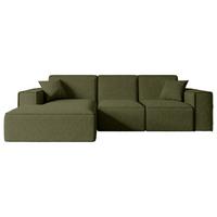 ECKSOFA Ottomane Links SERRA-L - 266x169x80 cm Grün Bouclé - Schwarz/Grün, Holzwerkstoff/Kunststoff (165/266cm) - ALTDECOR