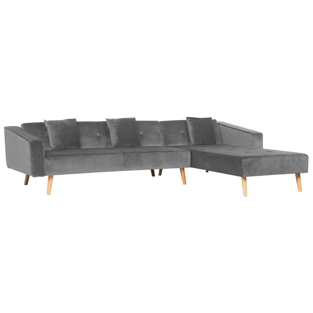 ECKSOFA Samtstoff Grau Vadso - Grau, Textil (303/98cm) - Beliani