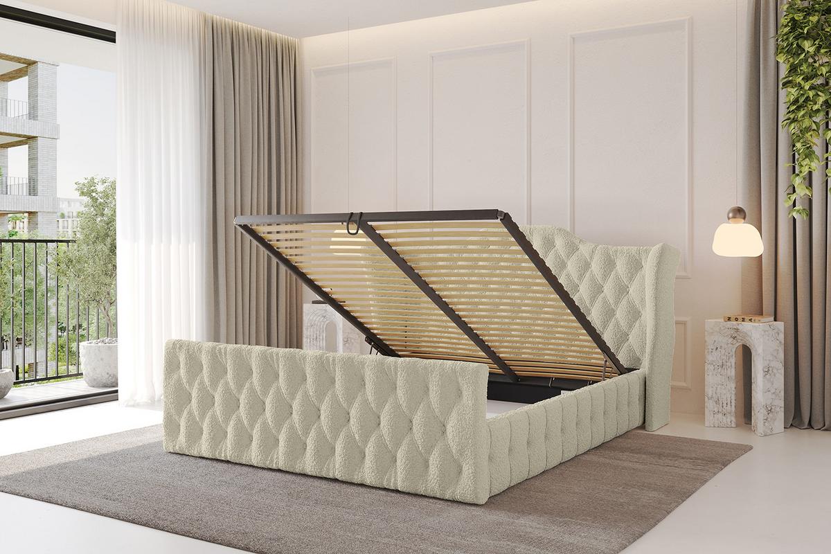 POLSTERBETT mit Bettkasten, Fußteil und Lattenrost, Boxbett mit Matratze H3/H4 - MODY-Z 120x200 Beige - Taupe, Holzwerkstoff/Textil (120/200cm) - ALTDECOR