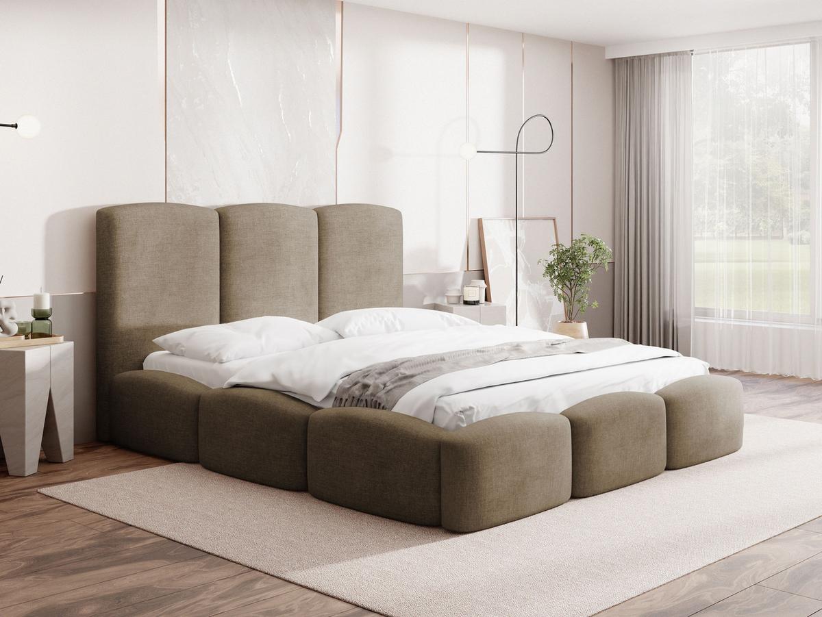 POLSTERBETT Harmony mit Bettkasten & Lattenrost in Braun Chenille 200 x 200 cm - Birkefarben/Braun, Holzwerkstoff/Kunststoff (200/200cm) - WFL GROUP