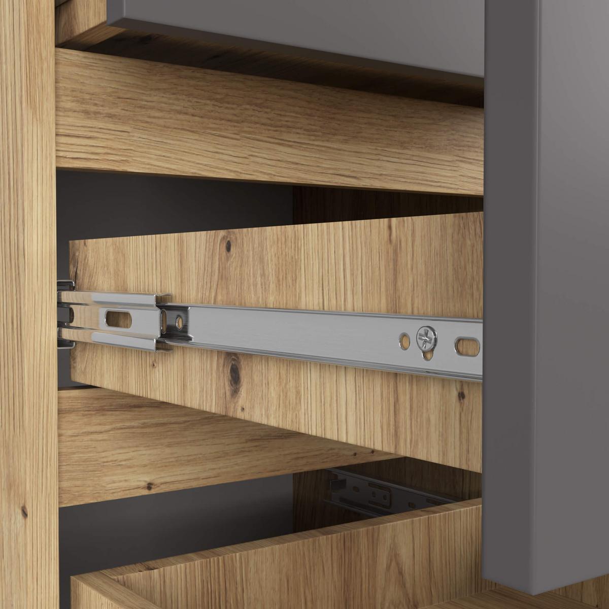 KOMMODE Eiche Artisan, Graphit Grau 92/40/35 - Eiche Artisan, Holzwerkstoff (40/92/35cm) - RAUMHIRSCH FURNITURE