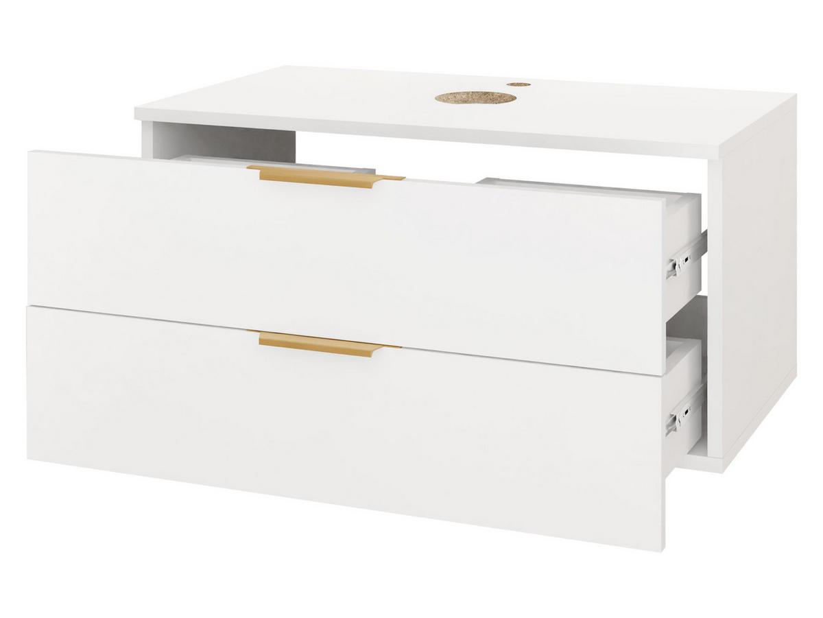 WASCHBECKENSCHRANK Mogares - Goldfarben/Weiß, Holzwerkstoff/Metall (81/40/46cm) - MIRJAN24