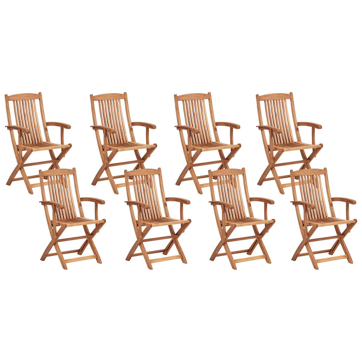 GARTENMÖBEL-SET 8-Sitzer Grau meliert Akazienholz Maui Premium - Grau, Holz - Beliani