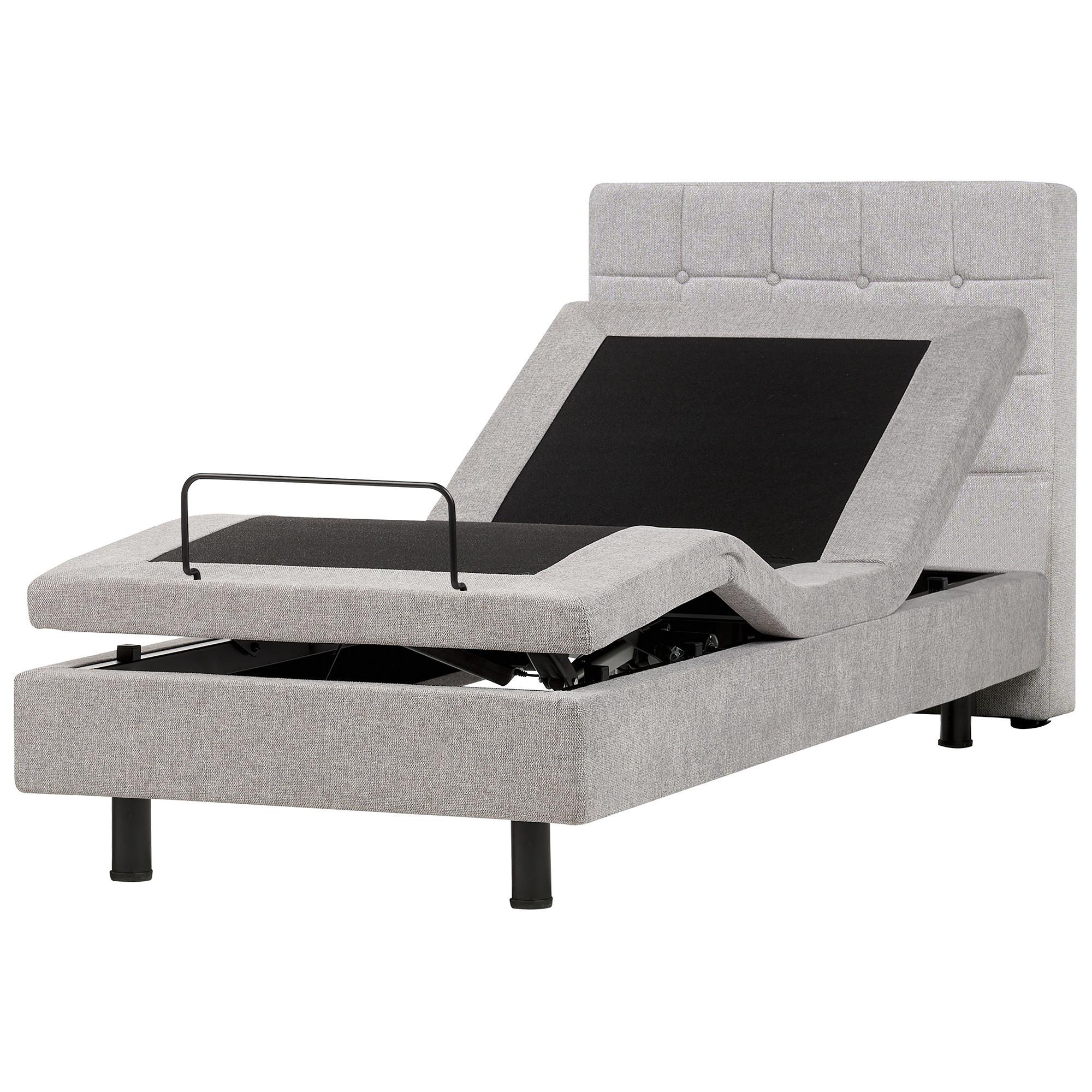 POLSTERBETT verstellbar 90x200 cm Grau Duke - Hellgrau, Textil (90/200cm) - Beliani