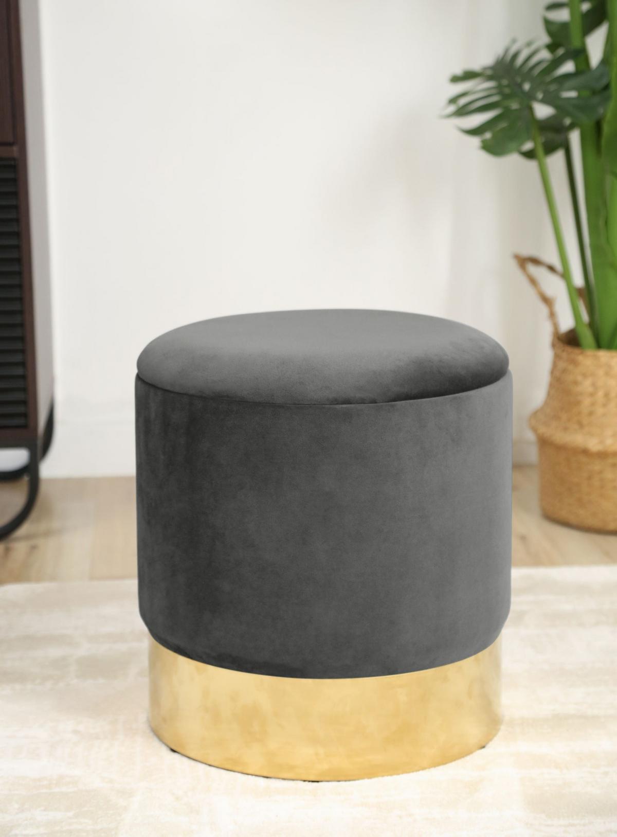 SITZHOCKER mit Stauraum, Polsterhocker Graphit 39/40/39 - Dunkelgrau, Textil (39/40/39cm) - RAUMHIRSCH FURNITURE