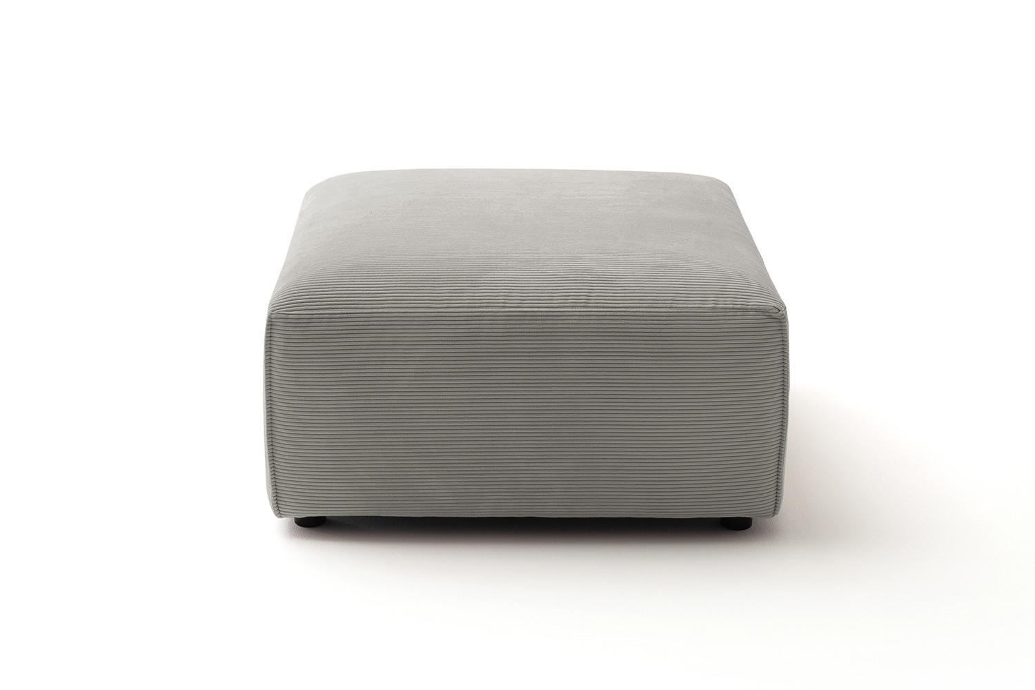 POLSTERHOCKER RANI Grau Cord - Schwarz/Grau, Kunststoff/Textil (80/42/80cm) - KAWOLA