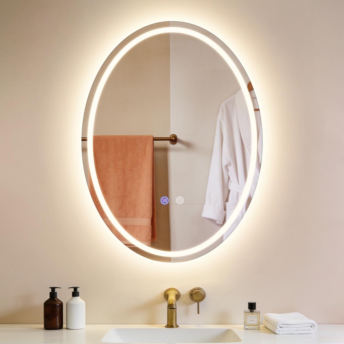 BADSPIEGEL mit Beleuchtung Laryn 3/60/80 cm - Weiß, Glas (60/80/3cm) - ZMH